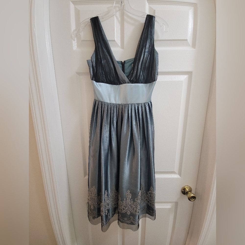 David Bridal's Elegant Blue and Silver Dress